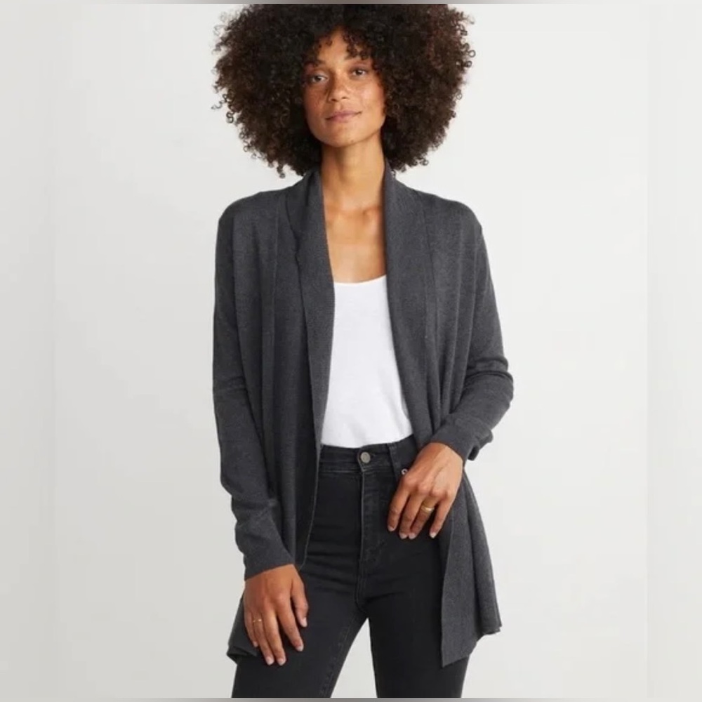 Marine Layer Mae Open Front Cardigan XS in Charcoal